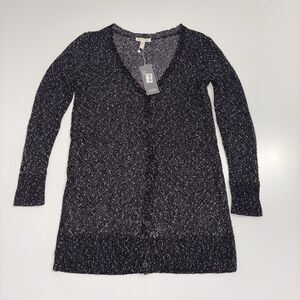 NWT Eileen Fisher Black Cotton Nubble V-Neck Boyfriend Cardigan Size XS NWT $248